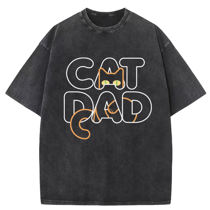 Cat Dad Washed T-Shirt