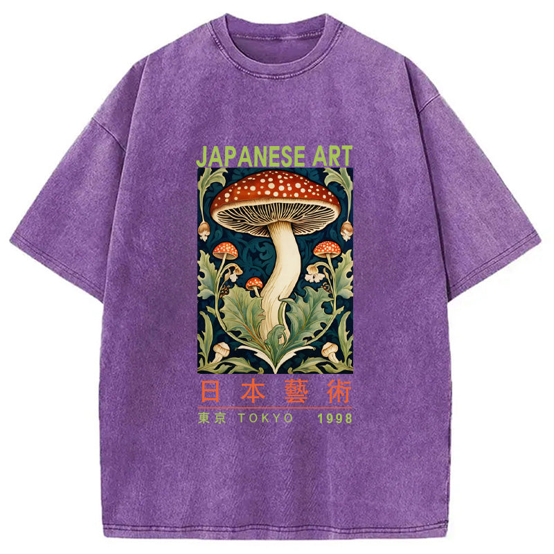 Japanese Art Mushroom Vintage Washed T-Shirt