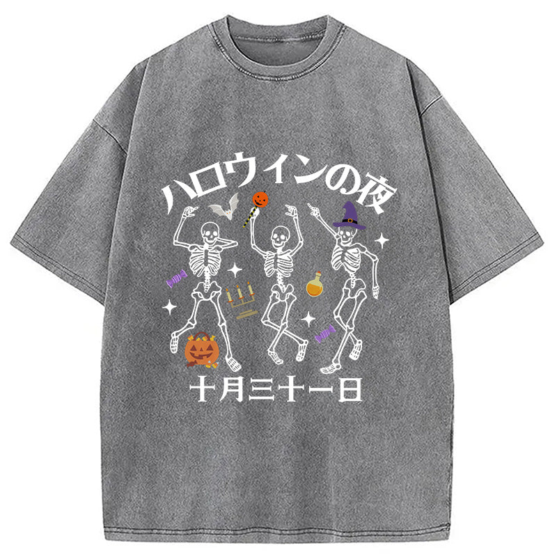 Happy Halloween Japanese Washed T-Shirt