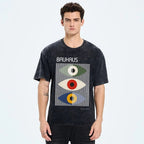 Unisex Bauhaus Art Eye Printed Washed T-shirt