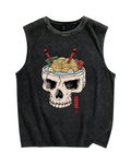 Skull Ramen Vintage Distressed Washed Tank Top