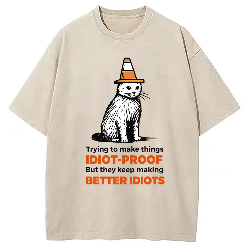 Stupid Cat Washed T-Shirt