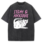 Itchy & Anxious White Cat Washed T-Shirt
