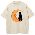 Cat On The Moon Washed T-Shirt