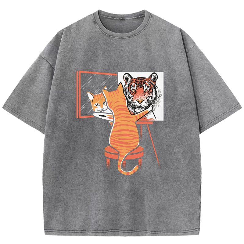 Cat Self Portrait Washed T-Shirt