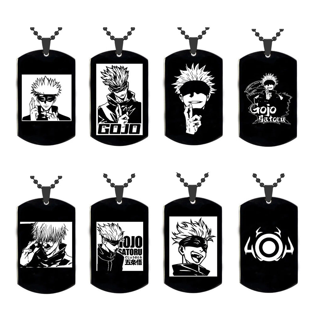 Animation Peripheral Accessories Spell Return Necklace Gojo Satoru Cartoon Character Image Stainless Steel Laser Engraving Pendant