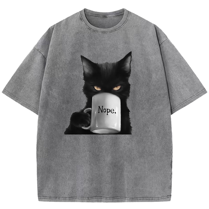 Funny Cat Art Print Washed T-Shirt
