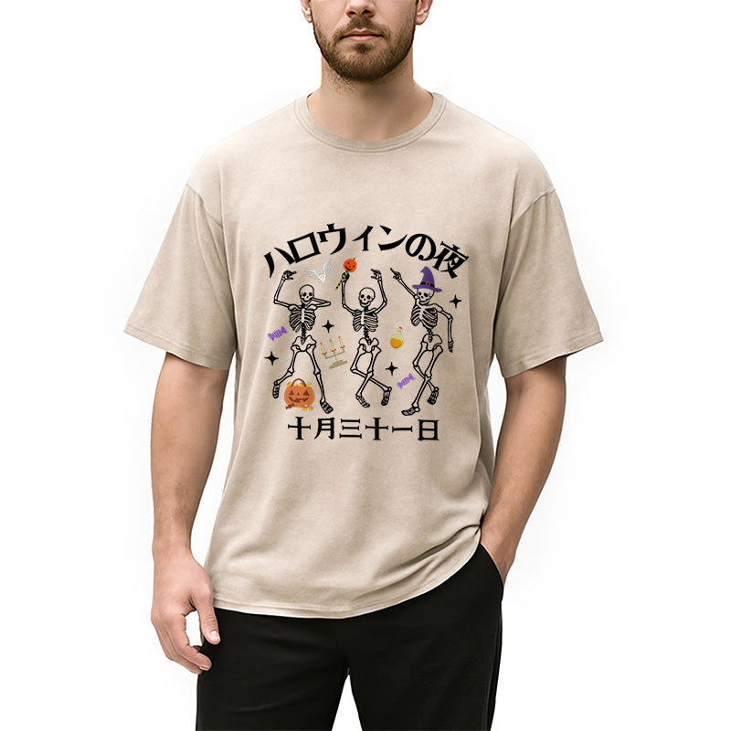 Happy Halloween Japanese Washed T-Shirt