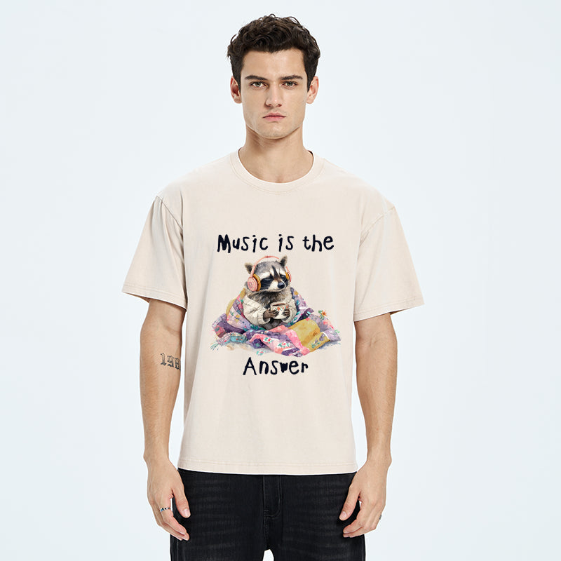 Unisex Music Is The Answer Washed T-Shirt