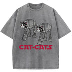 Walking Robot Cat Washed T-Shirt