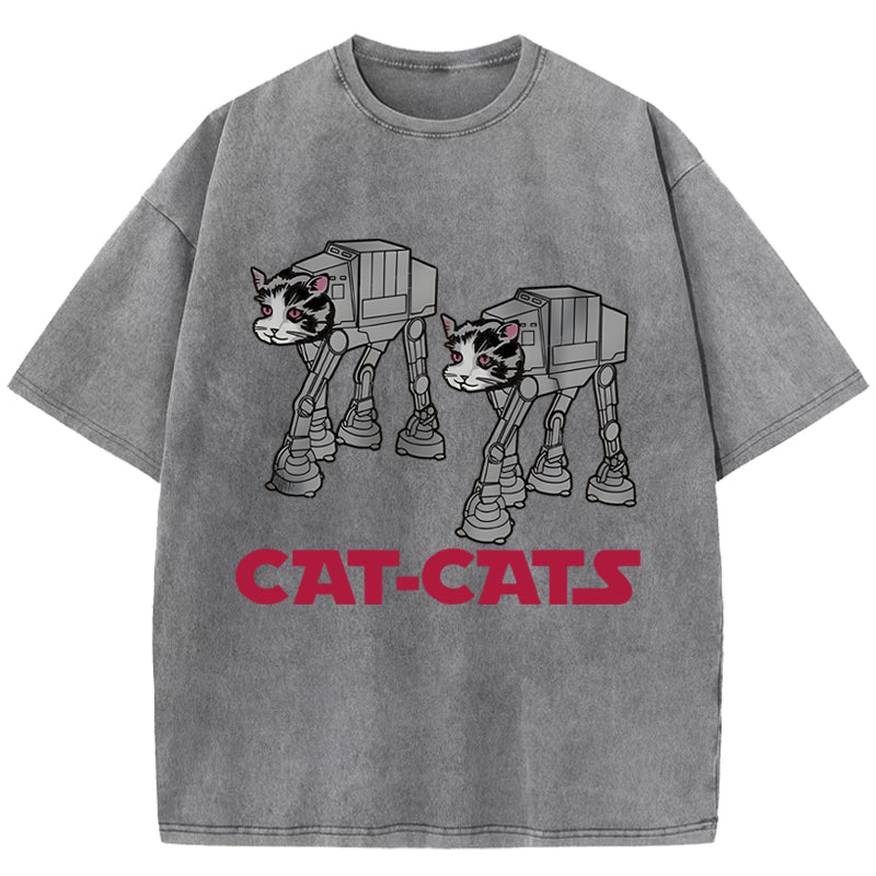 Walking Robot Cat Washed T-Shirt