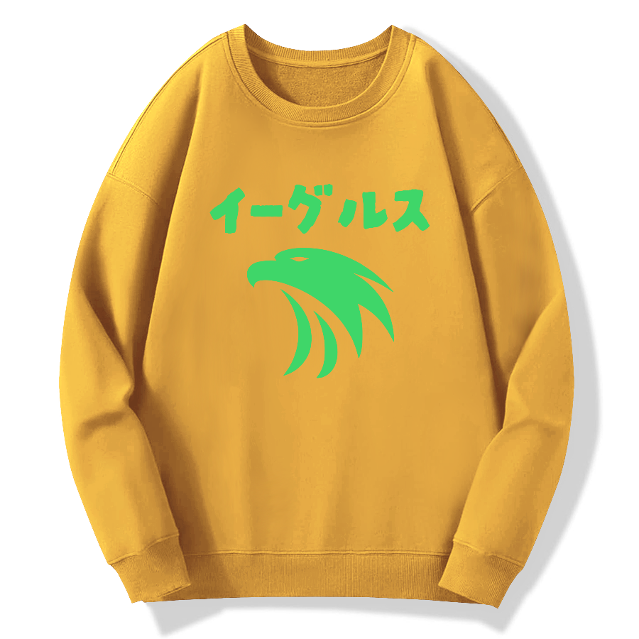 Japanese logo eagle Cotton Pullover Sweatshirt