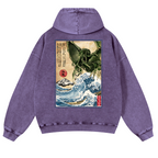 Octopus Ukiyoe Vintage Washed Cotton Back Art Hoodie