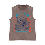 Drunken Octopus Pure Cotton Wash-Dyed Sleeveless Tank Top