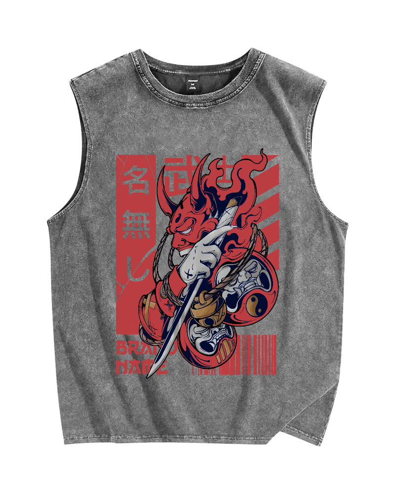 Unknown Warrior Samurai Vintage Distressed Washed Tank Top