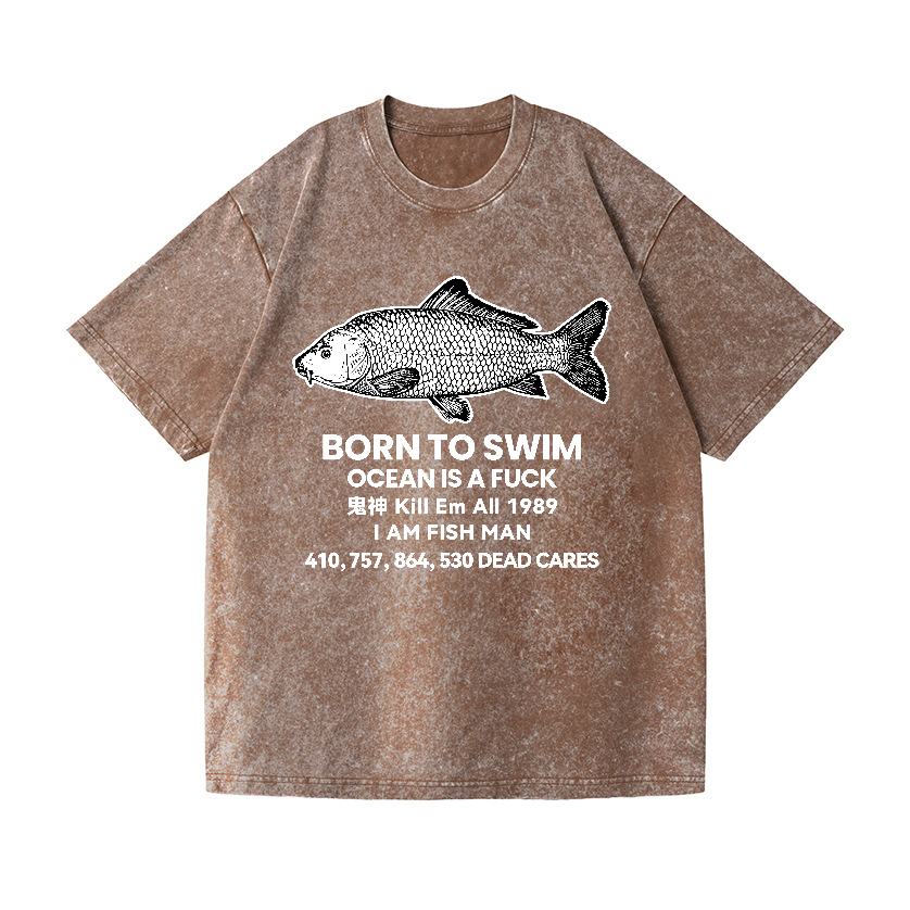 Fish Vintage Wash Japanese Design T-Shirt