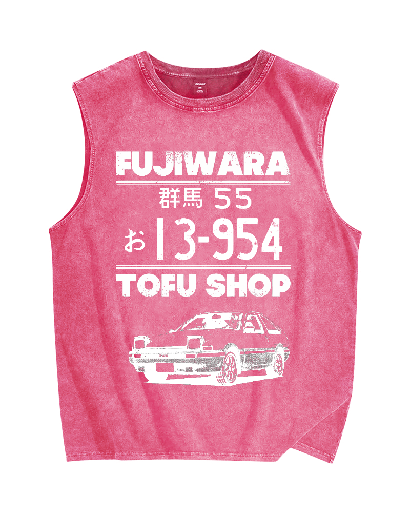 Fujiwara tofu shop Car Vintage Distressed Washed Tank Top