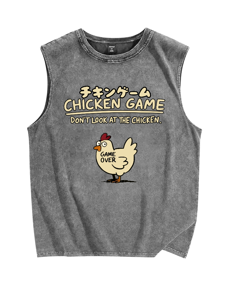 Chicken Game Vintage Distressed Washed Tank Top
