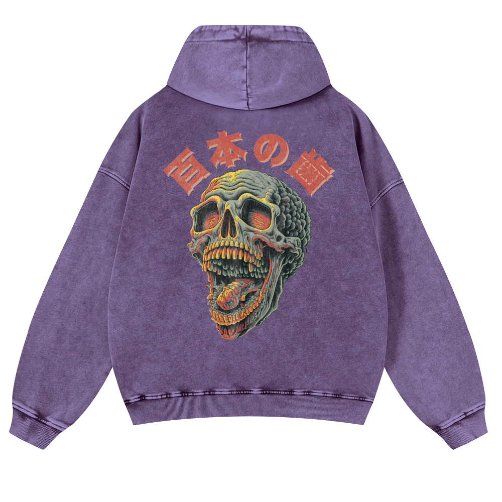 Skull Vintage Washed Cotton Back Art Hoodie