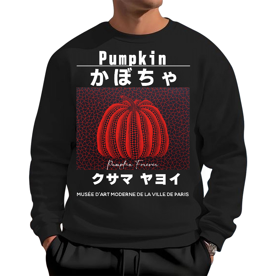 Japanese Red Punpkin Geek Cotton Sweatshirt