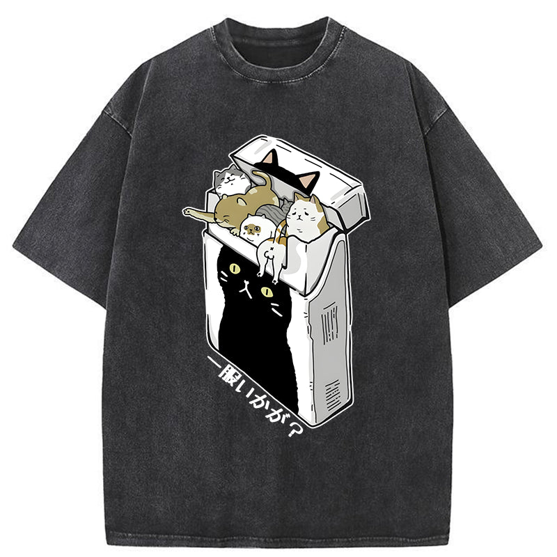 Unisex Have A Catgarette？ Washed T-Shirt
