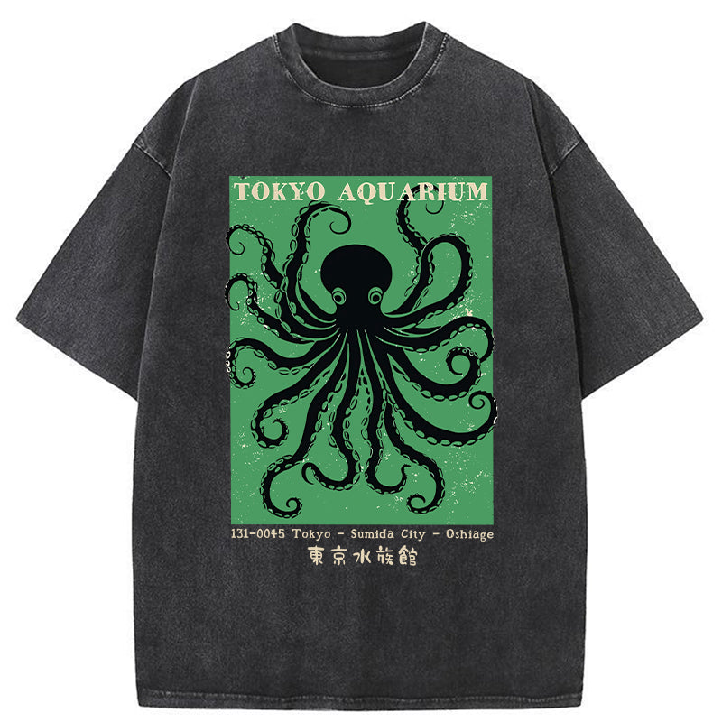 Unisex Tokyo Japanese Aquarium Washed T-Shirt