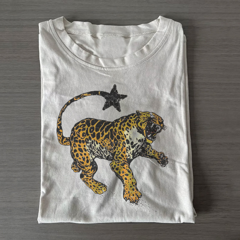 Unisex Classic Inspired Jaguar Printed Cotton Printed T-shirt