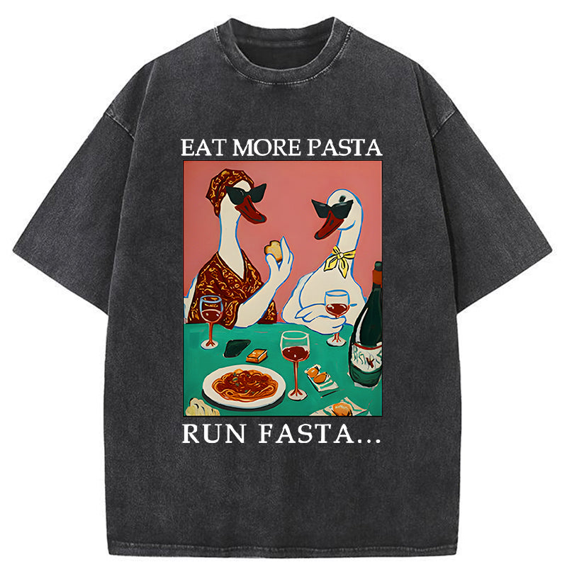 Unisex Eat More Pizza Washed T-Shirt