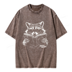 Unisex Funny Raccoon Printed Washed Tee