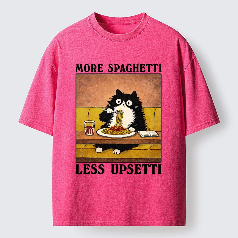 Unisex Unavailable Cat: More Spaghetti Less Upsetti Washed T-Shirt