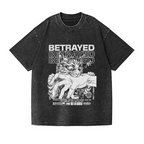 Angry Cat Washed T-Shirt