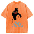 Geisha And Cat Washed T-Shirt