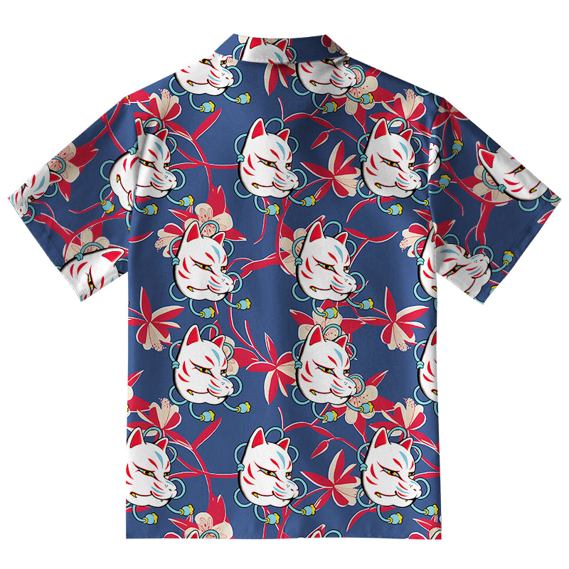 Japanese Fox Mask Button-up Shirt