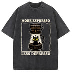 Cats And Coffee Washed T-Shirt