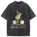 Off to Cause a Kerfuffle Frog Washed T-Shirt