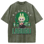 Samurai-Themed Labubu Washed T-Shirt