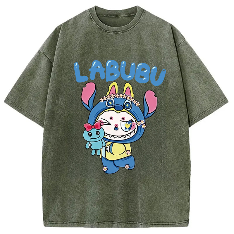 Labubu Cute Bunny Washed T-Shirt