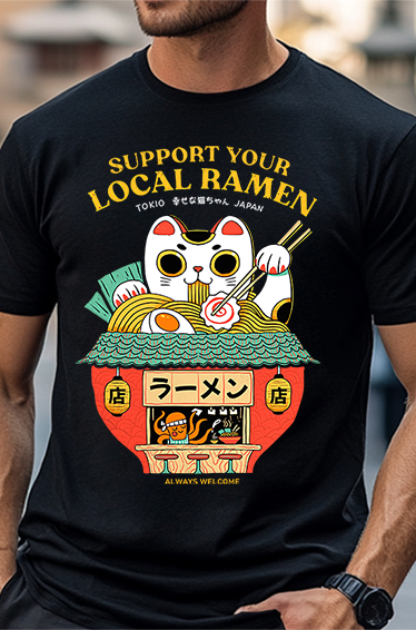 Cat Ramen Japanese Style Classic Tee