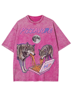 Unisex Pizzavore Printed Washed Tee
