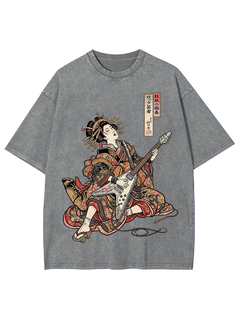 Unisex Geisha Riot Printed Washed Tee