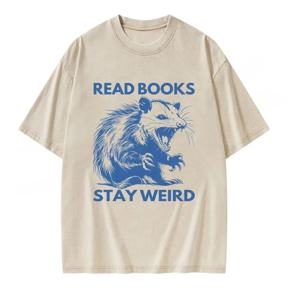 Read Books Stay Weird Unisex Washed T-shirt