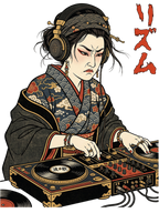 Unisex Geisha DJ Rhythm Printed Washed Tee