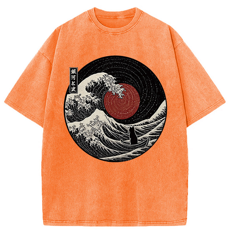The Solitary Wanderer Cat Washed T-Shirt