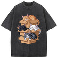 Kawaii Cardboard Cat Washed T-Shirt