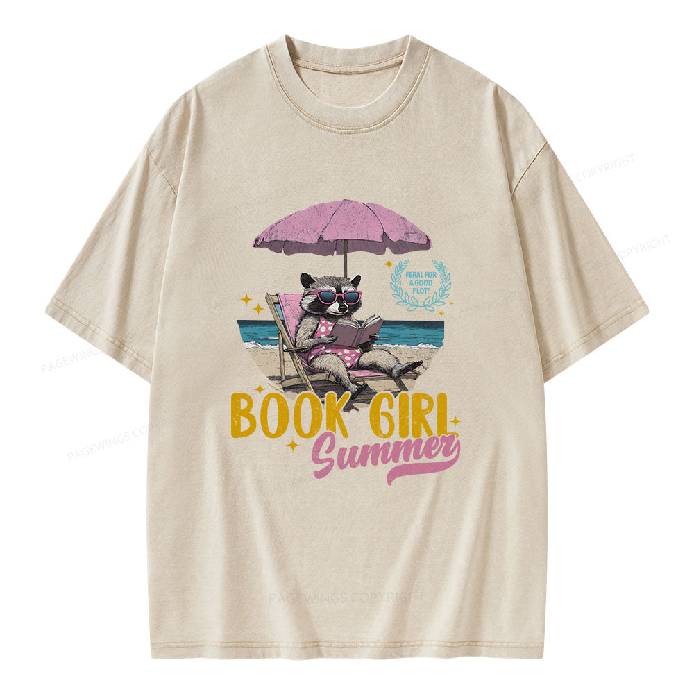 Book Girl Summer Unisex Washed T-shirt