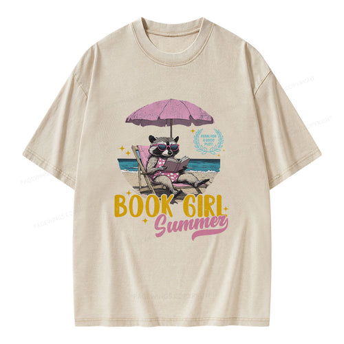 Book Girl Summer Unisex Washed T-shirt
