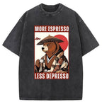 More Espresso Less Depresso Bear Washed T-Shirt
