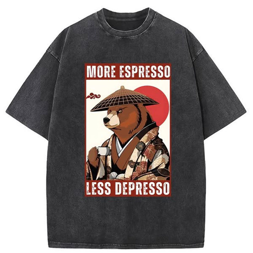 More Espresso Less Depresso Bear Washed T-Shirt