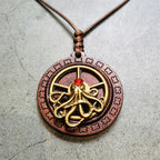 Octopus Necklace Retro Wood Pendant