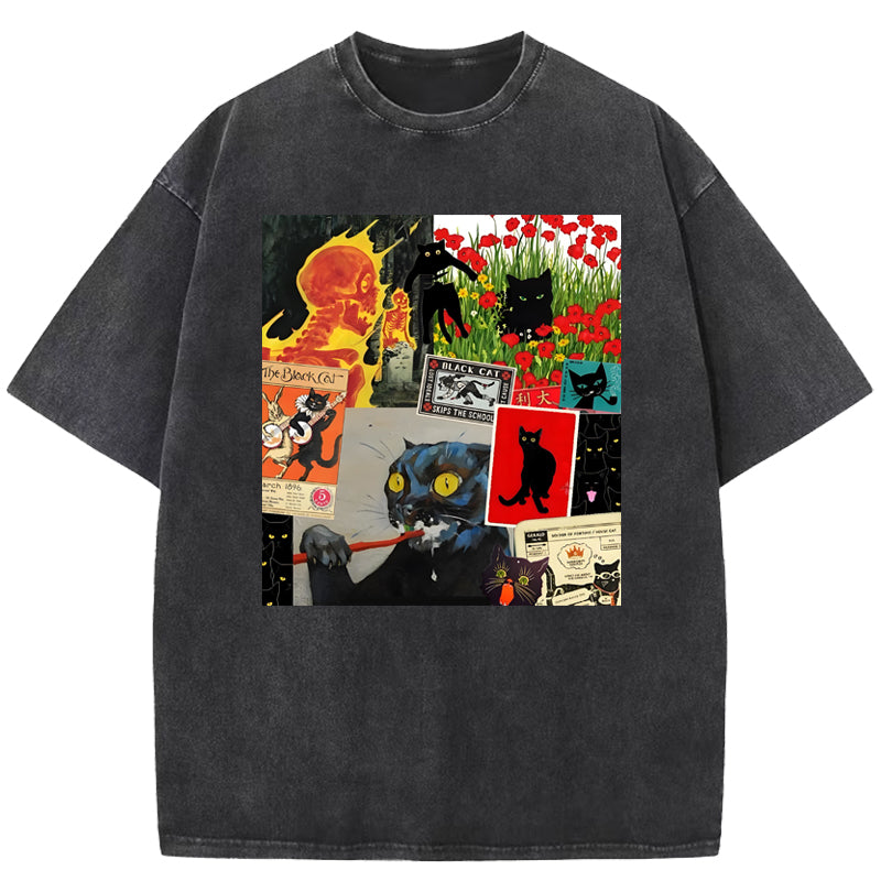 Abstract cat illustration Washed T-Shirt